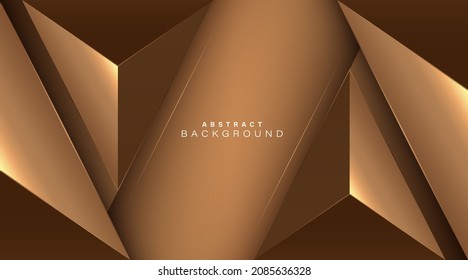 Abstract luxury gold geometric triangle shapes background with shadow. Luxury and elegant design. 3d style graphic. Modern gold geometric shape texture element. Vector illustration