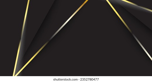 Abstract luxury gold line shadow overlapping on dark gray background design modern vector