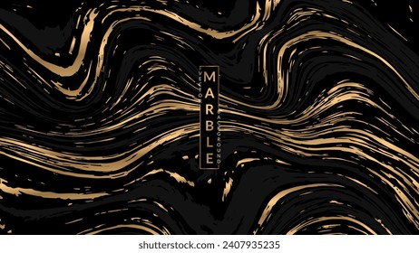 Abstract luxury gold marble stone texture on a black background. Vector illustration.