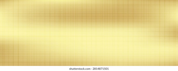 Abstract luxury gold metallic background with fine square grid lines pattern, premium soft golden satin texture vector banner.