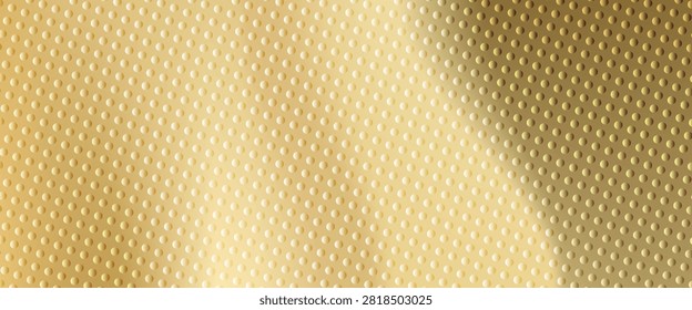 Abstract luxury gold metallic gradient background vector illustration featuring a modern 3D embossed halftone dot pattern texture.
