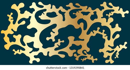 Abstract luxury gold pattern ornament background on the blue backdrop. Vector EPS 10 illustration. 
