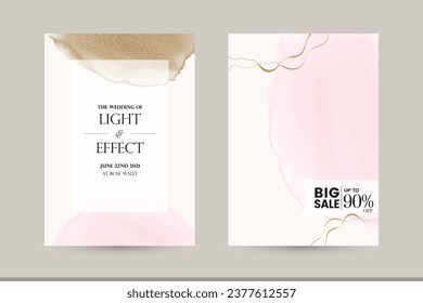 abstract luxury gold pink watercolor paint poster booklet coupon magazine card ad background template for Christmas new year beauty fashion make up business