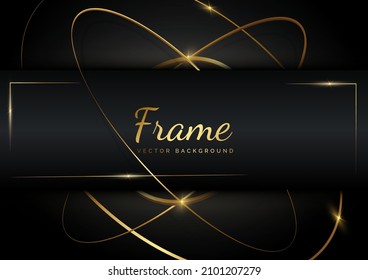 Abstract luxury gold rings overlapping background with light effect. Frame background. Vector illustration