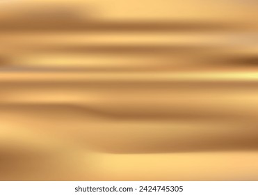 Abstract luxury gold silk, liquid wave or satin velvet material background. Silk cloth texture, Shiny satin fabric with waves and drapery. Vector illustration EPS 10.