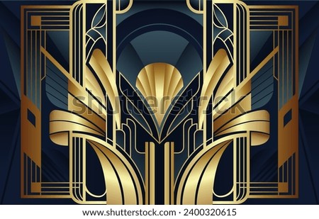 Abstract luxury golden art deco style background. illustration geometric elements and expensive.