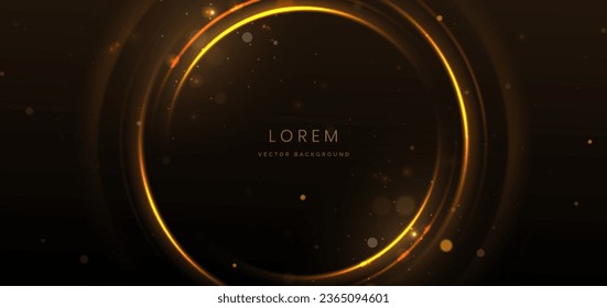 Abstract luxury golden circles lines overlapping on dark blue background with lighting effect and sprkle. Template premium award design. Vector illustration