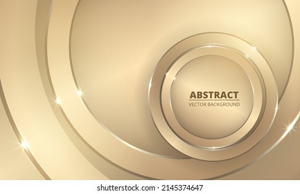 Abstract luxury golden circles on gold background. Realistic elegant luxury background with circles line golden elements. Vector illustration