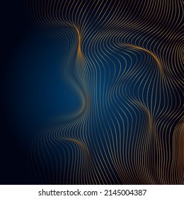Abstract luxury golden futuristic corporate background with wavy dotted lines. Vector graphic design