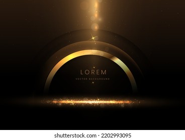 Abstract luxury golden glitter effect glowing on black background with lighting effect sparkle. Template premium award ceremony design. Vector illustration