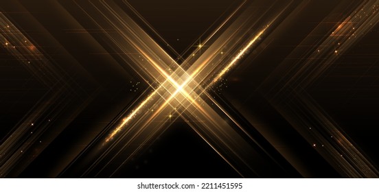 Abstract luxury golden glitter effect glowing on black background with lighting effect sparkle. Template premium award ceremony design. Vector illustration