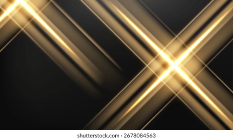 Abstract Luxury Golden Glitter Effect Glowing on Dark Background, Vector Illustration
