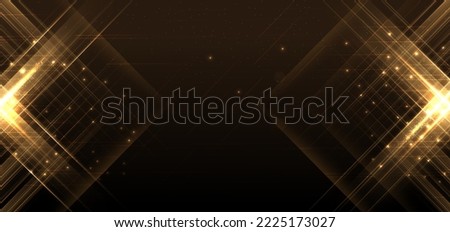 Abstract luxury golden glitter effect glowing on dark brown background with lighting effect sparkle. Template premium award ceremony design. Vector illustration
