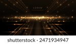 Abstract luxury golden lighting effect glowing on dark brown background and sparkle. Template premium award ceremony design. Vector illustration