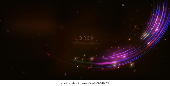 Abstract luxury golden lighting effect glowing on dark brown background and sparkle. Template premium award ceremony design. Vector illustration