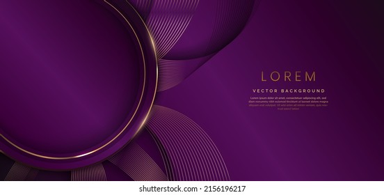 Abstrakte luxuriöse, goldene Linien, die sich auf violettem Hintergrund überschneiden. Prämiendesign für Vorlagen. Vektorgrafik