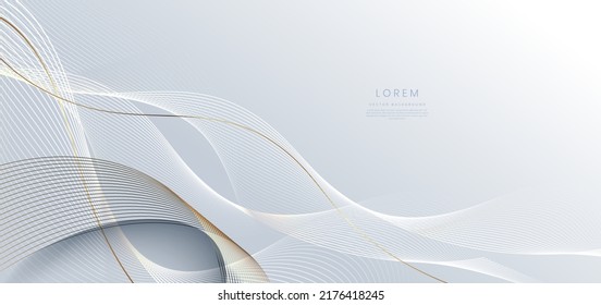 Abstract luxury golden lines curved overlapping on grey background. Template premium award design. Vector illustration