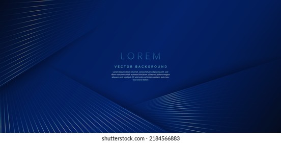 Abstract luxury golden lines curved overlapping on dark blue background. Template premium award design. Vector illustration