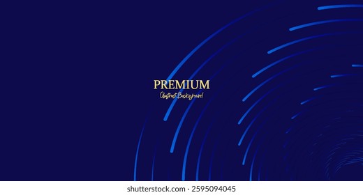 Abstract luxury golden lines curved overlapping on dark blue background. Template premium award design. Vector EPS 10