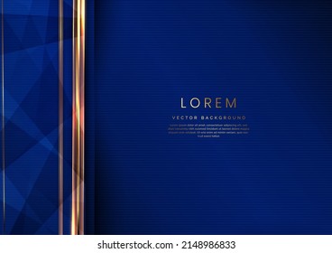 Abstract luxury golden lines diagonal overlapping on dark blue background. Template premium award design. Vector illustration