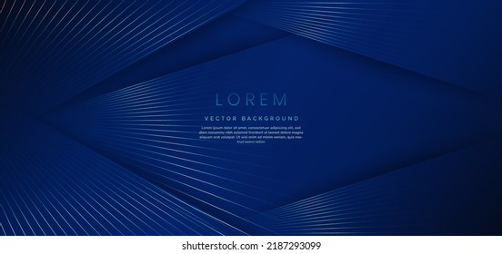 Abstract luxury golden lines overlapping on dark blue background. Template premium award design. Vector illustration