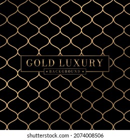 Abstract luxury golden mesh pattern black background. Gold line fish scale texture.