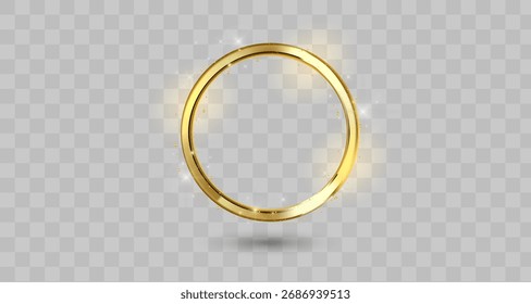 Abstract luxury golden ring. Vector light circles and spark light effect.