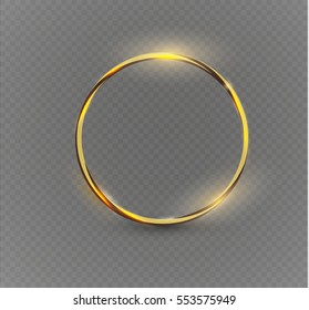 Abstract luxury golden ring. Vector light circles and spark light effect. 