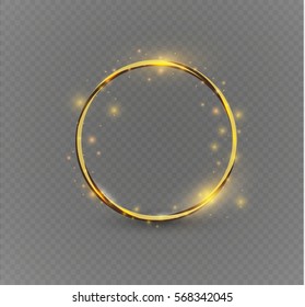 Abstract luxury golden ring. Vector light circles and spark light effect. 