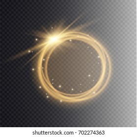 Abstract luxury golden ring. Vector light circles and spark light effect.