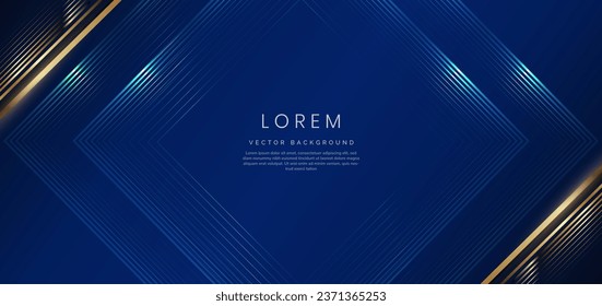 Abstract luxury golden triangles lines overlapping on dark blue background. Template premium award design. Vector illustration