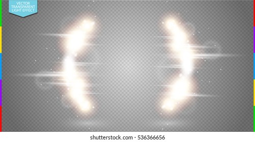 Abstract luxury golden vector light flare semicircle and spark light effect. Glowing brackets frame on transparent. Rainbow moving background. Glow blurred quote space for message or logo