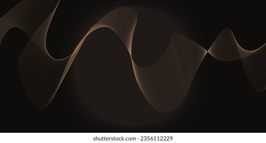 Abstract luxury golden wave lines curved overlapping on black background.pattern for ads, leaflets.