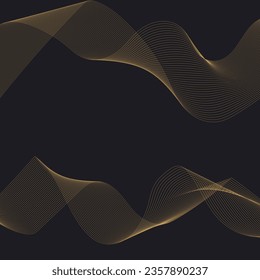 Abstract luxury golden wave lines curved overlapping on black background. Template premium award design. Vector illustration.
