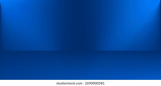 Abstrakt Luxus Farbverlauf Blauer Hintergrund. Glattes Dunkelblau mit schwarzer Vignette Studio Banner.