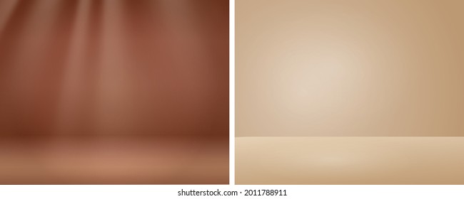 Abstract Luxury gradient brown background. Stage showcase on pedestal display beige studio. Soft beige background for display products. Brown scene with soft studio lighting.