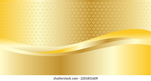 Abstract Luxury Gradient Gold Stripe Background And Stripes With Thai Fabric Pattern. Design For Backdrop