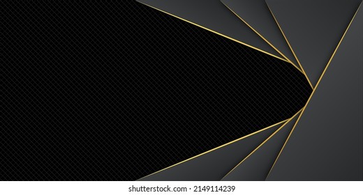 Abstract luxury gray and balck template design with gold glitters template. Overlapping style of artwork classic background. illustration vector. black background overlap dimension grey vector illustr