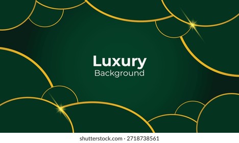 Fondo verde de lujo Abstractas con líneas doradas brillantes elegantes, capas geométricas y diseño moderno de Premium