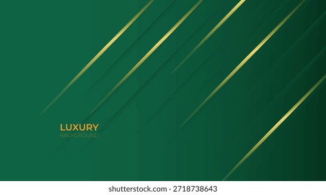 Abstract Luxury Green Background with Elegant Shiny Golden Lines, Geometric Layers, and Premium Modern Design
