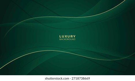 Fondo verde de lujo Abstractas con líneas doradas brillantes elegantes, capas geométricas y diseño moderno de Premium