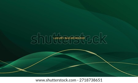 Abstract Luxury Green Background with Elegant Shiny Golden Lines, Geometric Layers, and Premium Modern Design