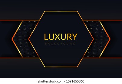 abstract luxury hexagon background with sparkling gold color lines. vector illustration
