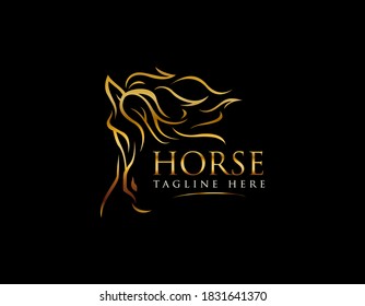 Abstract luxury horse symbol logo design. Animal logo design illustration.