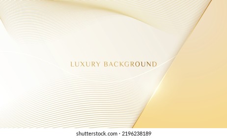 Abstract luxury light brown background with golden lines element and 3d paper cut