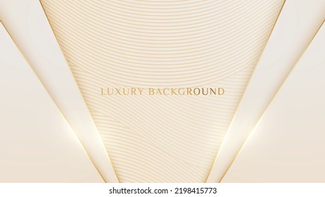 Abstract luxury light brown background with golden lines element and 3d paper cut