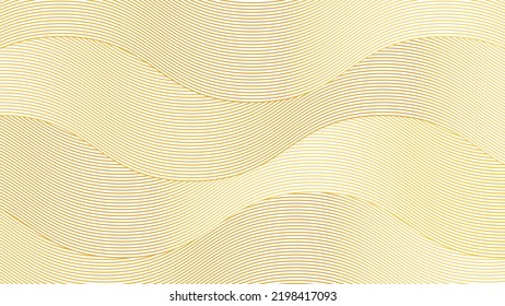 Abstract luxury light brown background with golden wavy line texture