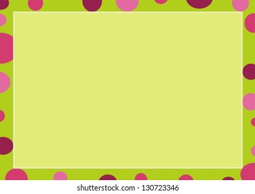 Abstract Luxury Light Green Background with A Lemon Green Frame Border and Multi Shade Pink Round Bubble, Copy Space for Text Decorated