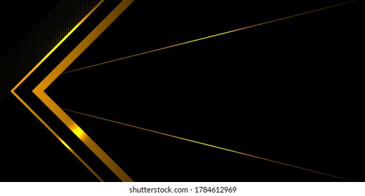 Abstract luxury light with line gold black background