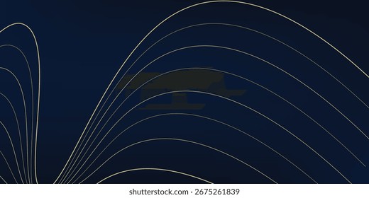 Abstractas patrón de línea de lujo, onda de oro sobre fondo negro. Adorno floral dibujado a mano. Estilo Art Deco. Ilustración vectorial.